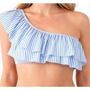 Vimpunec Blue White Striped One Shoulder Swim Suit Top Womens Size S